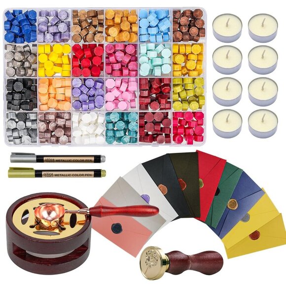 Other - Wax Seal Kit, Premium Wax Seal Stamp Kit with 24 Colors 624 Pcs Beads, Metallic